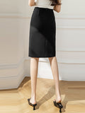 High Waist Women Fashion Korean Style All-match Knee Length Slim Office Lady Elegant Pencil Skirt