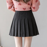 High Waist Mini Skirt Women Spring Korean Style Solid Color All-match Woolen Ladies A-line Short Skirts