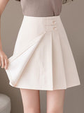 High Waist Women Summer Korean Style Solid Color All-match Ladies Elegant A-line Mini Skirt