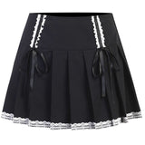 High Waist Lolita Pleated Y2K Skirt School Lace Up Goth Mini Emo Skirts Kawaii Academia Aesthetic E Girl Clothes Punk Skater