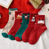 Christmas Autumn And Winter Cute Mid Tube Socks New Year Cartoon Tide Japanese Primitive Year Elk Christmas Gift Socks