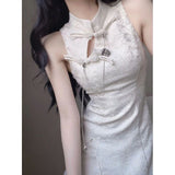 Elegant Women Vintage Cheongsam Sweet Slim Y2K Lolita Gothic Girls Casual New Harajuku Aesthetic Dress