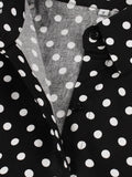 High Waist Belted 50s Robe Pinup Vintage Midi Turn-Down Collar Button Elegant Women Pocket Side Polka Dot Dress