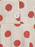 Turn-Down Collar Button Front 50s Pinup Robe Elegant Dresses Summer Women Polka Dot Vintage Midi Dress