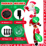 8FT Christmas Inflatables Outdoor Decorations Climbing Santas Blow Up with Build-in LEDs for Yard Window Decoration