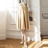 High Waist Long Women Spring Korean Style Solid Color All-match Ladies Elegant A-line Skirts