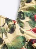 V-Neck Botanical Print 50s Pinup High Waist Vintage Women Sleeveless A-Line Elegant Party Dress