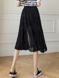 Women Casual Chiffon Summer Korean Style All-match Loose High Waist Ladies Elegant Pleated Skirt