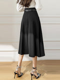 High Waist Long Women Spring Korean Style Big Swing All-match Office Lady Elegant A-line Skirt