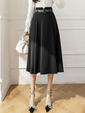 High Waist Long Women Spring Korean Style Big Swing All-match Office Lady Elegant A-line Skirt