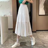 Women Casual Long Spring Korean Style All-match Elastic High Waist Ladies Elegant A-line Skirt