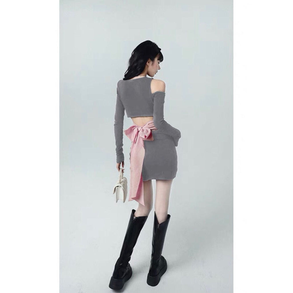 Spring Sexy Y2K Kawaii Slim Fit Party Mini Casual Bow Chic Korean Retro Dress