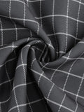 Notched Collar Single Breasted Women Grey Plaid Rockabilly Long Dresses High Waist Belted Vintage A-Line Dress