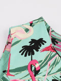 Flamingo Print High Waist Pinup Retro Dress S to 4XL 95% Cotton Women O-Neck Sleeveless Summer 50s Vintage Dresses
