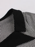 Contrast Collar Gingham Vintage Dresses for Women Button Front Short Sleeve 50s Rockabilly A Line Plaid Elegant Dress