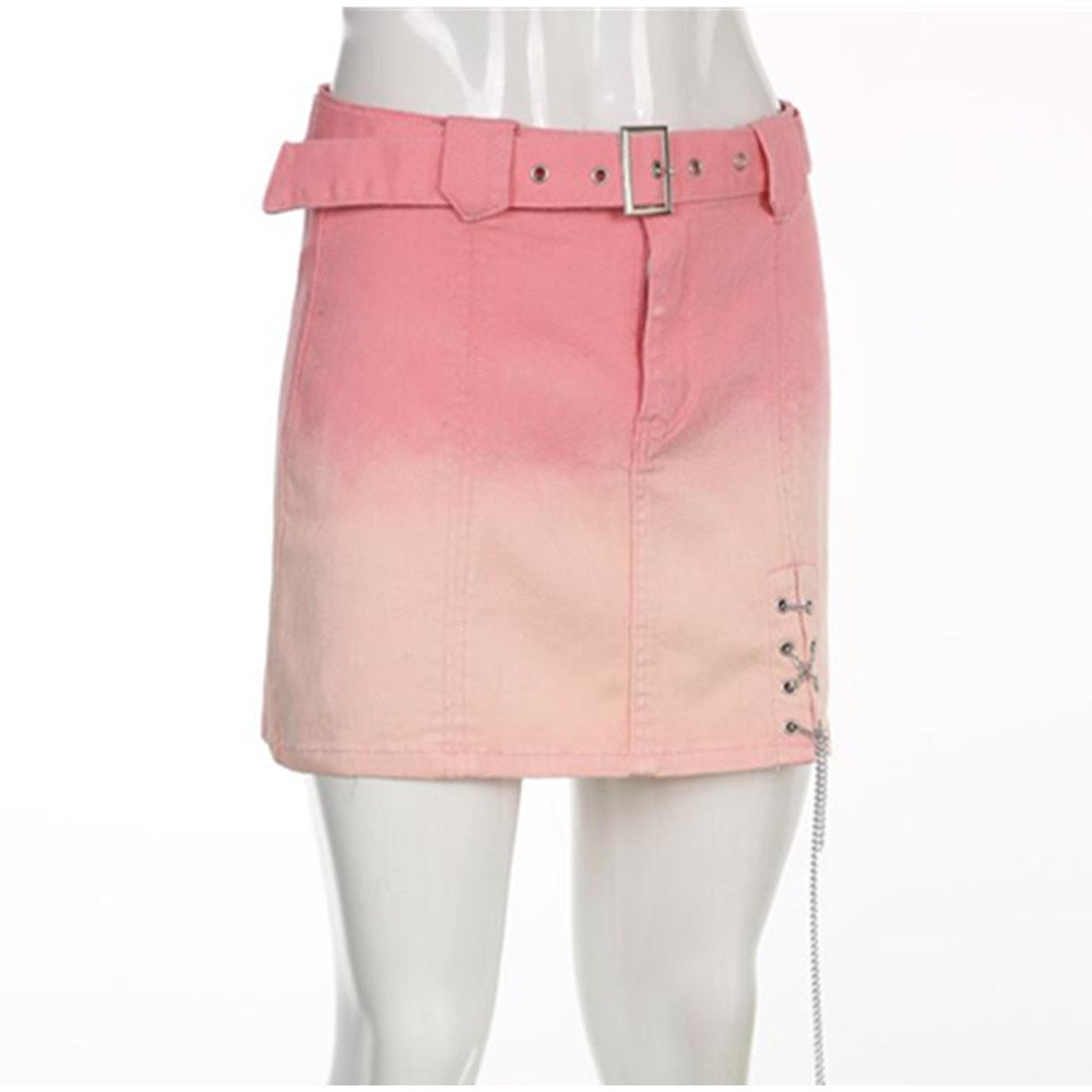 Vintage 90s Denim Skirt Women High Waist Summer Sexy Girl Pink y2k Grunge Fairycore Punk Jeans Skirt