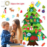 DIY Felt Christmas Tree Wall Hanging Artificial Xmas Tree with Santa Claus Snowflakes Ornament New Year Kid Child Toy Gift