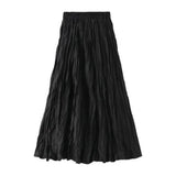 Women Chiffon Solid Casual Sexy Beach Boho Blue Pleated Long Summer Maxi Skirt