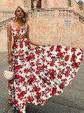 Beach Holiday Wind Sling Print Dress Two-piece Split Skirt Spaghetti Strap Dress