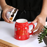 Christmas Mugs with lid and Santa Claus Spoon Creative Planet Ceramic Cup Xmas Gift Coffee Milk Cup