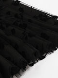 Floral Embroidered Mesh Overlay Elegant High Waist Black Dresses for Women Sleeveless A Line Party Summer Dress
