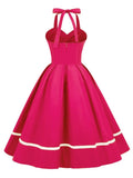 Sweetheart Neck Button Front 50s Pinup Robe Women Vintage Pleated Dress Backless Elegant Evening Party Cotton Dresses