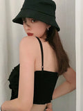 Black Sexy Party Strap Vest Backless Bow Tank Tops Retro Chic High Street Korean Y2k Sleeveless Top