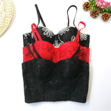Summer 2022 Sexy Female Embroidery Sequins Corset Nightclub Party Women Crop Top Built In Bra Cropped Lingerie Push Up Bustier