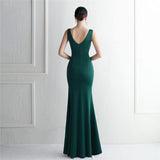 Candy Color Women Party Maxi Dress Green Soft Satin Sexy V Neck Evening Long Bridesmaid Drress