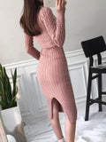 New Knitted Turtleneck Long Sleeve Slim Mid-length Over-the-knee Dress