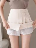 High Waist Women Summer Korean Style Solid Color All-match Ladies Elegant A-line Mini Skirt