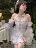 2pcs/set Summer Chiffon Floral Lace Princess Women Halter Collar Sweet Casual Kawaii Party Mini Skirt Set