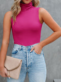 Summer New High Collar Sleeveless Slim Bottomed Top Vest Solid Women Sexy Tank