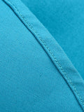 Peter Pan Collar Puff Sleeve Turquoise Cotton Dresses Women Elegant Robe Solid Vintage Style Pockets Midi Dress