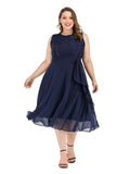 1XL 2XL 3XL 4XL Women Dress O-Neck Summer Lace and Chiffon High Waist A-Line Vintage Peplum Ladies Long Dresses