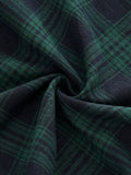 Notched Collar Green Plaid Vintage High Waist Dress Autumn Winter Women 3/4 Length Sleeve 1950S Rockabilly Midi Dresses