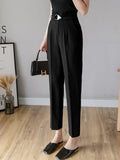 High Waist Pencil Pants Women Korean Style Solid Color All-match Ladies Elegant Ankle-length Pants