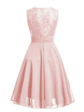 Lace and Chiffon Elegant Peplum High Waist Purple Swing Dresses for Women Sleeveless Party Robe Female A Line Dress