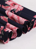 XL to 4XL Women Vintage Clothing Knot Front Spaghetti Strap Fit and Flare Floral Print Summer Ladies Long Dresses