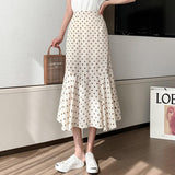 Women Chiffon Casual Spring Korean Style All-match Polka Dots Loose Ladies Elegant A-line Mermaid Skirt