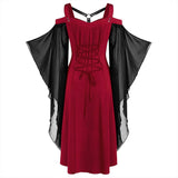 Halloween Gothic Women Y2K Crop Skirt Vintage Black Red Elegant Sexy Bodycon Dress