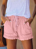 Elastic Waist Casual High Waist Slim Denim Multi-color Pocket Tassel Sports Shorts