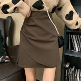 Women High Waist Pencil Skirts Fashion Korean Style All-match Solid Color Office Lady Elegant Short Skirt