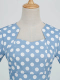 Yellow Elegant Dresses for Women High Waist Rockabilly Vintage Swing Dress Short Sleeve Summer Clothes Polka Dot