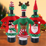 Creative Christmas Wine Bottle Set Golden Velvet Dress Wine Bottle Covers Sleeve Santa Snowman Xmas New Year Dinner Table Decor