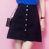 Vintage Denim Mini Skirts Y2K Aesthetic Korean High Waist Wide Leg A-Line Jeans Skirt