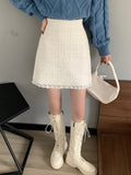 High Waist Women Spring Korean Style Patchwork Lace All-match Ladies Elegant Short Skirt