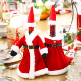 Creative Christmas Wine Bottle Set Golden Velvet Dress Wine Bottle Covers Sleeve Santa Snowman Xmas New Year Dinner Table Decor