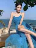 Women Summer Beach Party Maxi Dress Spaghetti Strap Elegant Sexy Vestidos Prom Robe