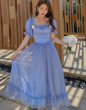 Summer Vintage Backless Fairy Party Midi Korean Casual Lace Up Bow Sweet Dress